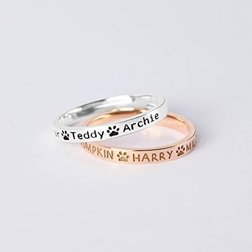 Hondennaam Ring, Hondenmoeder Cadeau, Herdenkingshuisdier Cadeau, Ring met Aangepaste Namen van Huisdieren