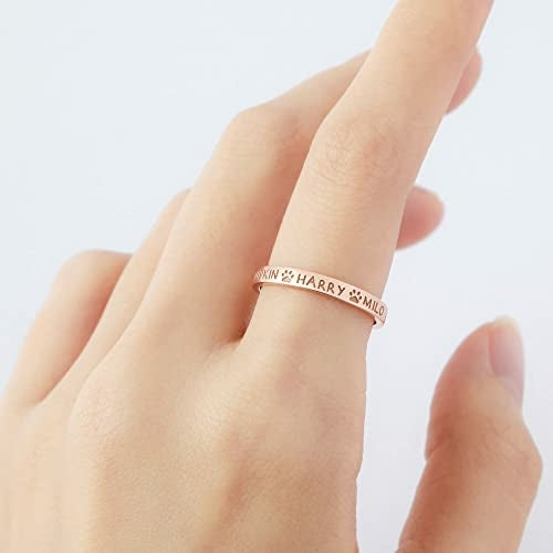 Hondennaam Ring, Hondenmoeder Cadeau, Herdenkingshuisdier Cadeau, Ring met Aangepaste Namen van Huisdieren