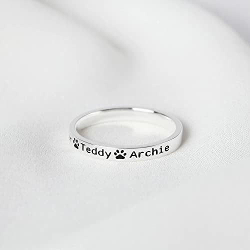 Hondennaam Ring, Hondenmoeder Cadeau, Herdenkingshuisdier Cadeau, Ring met Aangepaste Namen van Huisdieren