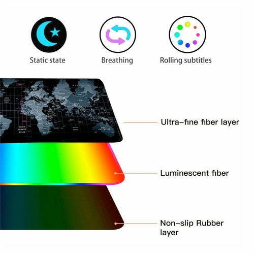 Dragon RGB Gaming Muispad Wereldkaart