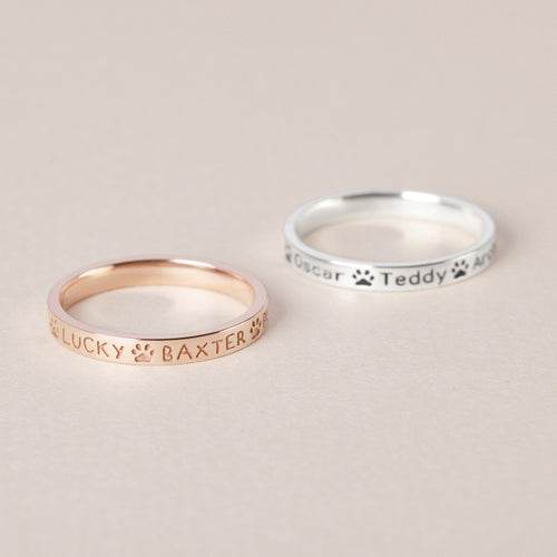 Hondennaam Ring, Hondenmoeder Cadeau, Herdenkingshuisdier Cadeau, Ring met Aangepaste Namen van Huisdieren
