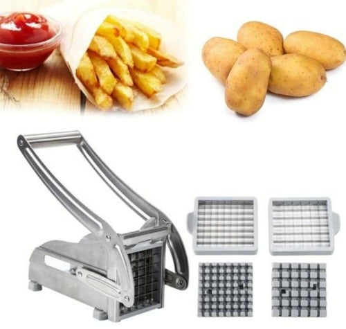 Roestvrijstalen Franse Frieten en Aardappelsnijder met 2 Verschillende Mesjes