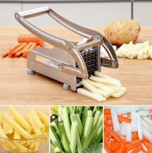 Roestvrijstalen Franse Frieten en Aardappelsnijder met 2 Verschillende Mesjes