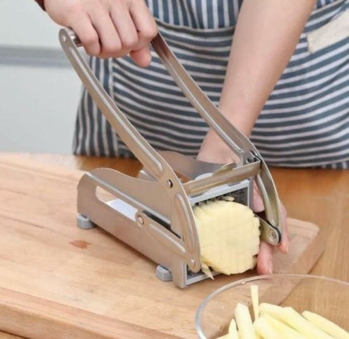 Roestvrijstalen Franse Frieten en Aardappelsnijder met 2 Verschillende Mesjes